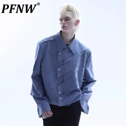 Men's Jackets PFNW Patchwork Lapel Solid Color Niche Deisgn Motorclye Coats Male Casual Tops Autumn 2023 Stylish 28C1016