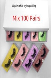 Eye lash false eyelashes eyelash extension 100 pairs a lot Colour bottom card 3d mink eyelash natural long fake hand made makeup m11331990