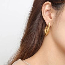 Hoop Earrings Stainless Steel Micro Pave CZ Gold Color Silver For Women Geometric Party Ear Rings In Korean