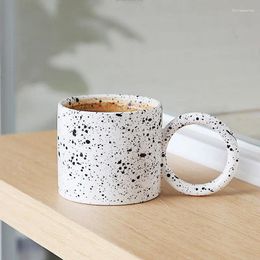 Mugs Creative Splash Ink Coffee 320ml With Big Circle Handle Personalised Ceramic Tea Mug Breakfast Milk Cup Drinkware Nordic