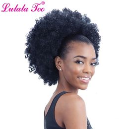 Synthetic s 10inch Afro Puff Hair Bun Chignon Hairpiece For Women Drawstring tail Kinky Curly Updo Clip 231025