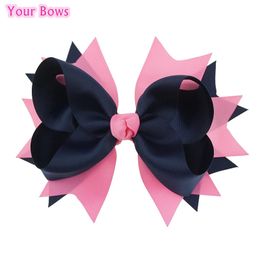 Cheerleading Your Bows 1PC 8 Inches Big Grosgrain Ribbon Hair Girls Clips For Accessories 231025