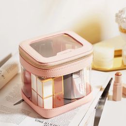 Cosmetic Bags Cases Rownyeon Pink Clear Makeup Bags Cosmetic Case For Storage Lipstick Makeup Case 231026