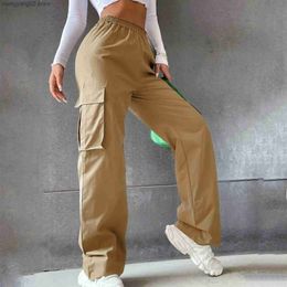 Women's Pants Capris Vintage 90S Women's Cargo Pants Solid Colour Streetwear High Waist Trousers Female 2023 Spring Overalls Baggy Wide Leg Pants T231026