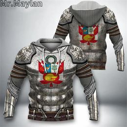 Men's Hoodies PERU Armour Country Flag 3D Full Printed Jacket Men/women Hoodie Unisex Casual Streetwear Sweatshirts Pullover Sudadera