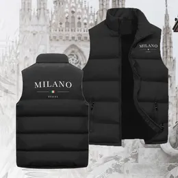 Men's Vests Oudoor High-quality Luxury Vest Jacket Milano Print Warm Windproof Sports Down Coat Waterproof Hiking Sleeveless Jackets