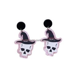 Dangle Chandelier Halloween Character Castle Ghost Acrylic Earrings For Cute Accessories Drop Delivery Jewelry Dhftn