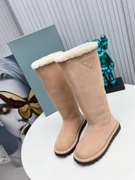 Women Designe Boots Winter Snow Boots Suede Real Fur Slides Leather Waterproof Winter Warm Knee High Boots Brand Fashion Luxury 35-41