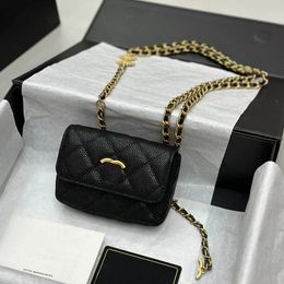 Women Caviar Mini Flap Crossbody Bag Luxury Handbag Leather Matelasse Chain Quilted Shoulder Bag Classic Evening Clutch Shopping Coin Purse Suitcase Sacoche 12CM