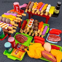 Kitchens Play Food Mini Kitchen Pretend Play Toys Barbecue Set Children's Cooking Simulation Food Multi-set Christmas Gift For Kids ToddlersL231026