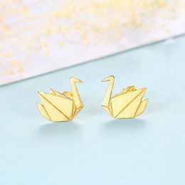 New Trend Blessings Paper Crane s925 Silver Stud Earrings Fashion Women Brushed Japanese Earrings for Women Wedding Party Valentine's Day Christmas Gift SPC