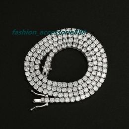 Factory Price Hiphop 3mm Full Size Moissanite Tennis Bracelet Necklace Pass Diamond Tester Tennis Chain 925 Sterling Silver