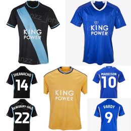 Leicester Soccer Jersey City 2023/24 Club Team 9 Jamie Vardy 22 Kiernan Dewsbury-Hall 30 Mads Hermansen 14 Kelechi Iheanacho 10 Stephy Mavididi Football Shirt Kits