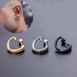 Stud 1Pair Steampunk Octopus Tentacle Earrings for Men Women Vintage Titanium Steel Ear Squid Tail Punk Gothic Jewellery YQ231026