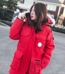 Women's Down Parkas Women Down Expeditionary Badge Down Jacket Winter Warm Mid Long White Durk Padded Casual Hooded Parkas Overcoat Female Basic Coat