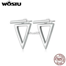 Stud WOSTU 925 Sterling Silver Triangle Star front-back Earrings Women Simple Geometric Hollow-out Ear Studs Party Jewellery Gift YQ231026