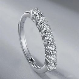 Japanese and Korean style S925 silver Moissanite row of diamonds ring female simple Personalised sweet noble Jewellery female gift265R