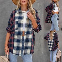 Women's Blouses Plaid Shirts Womens And Tops Long Sleeve Female Casual Print Loose Checked Lady Outwear Spring S 2023