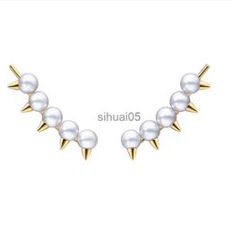 Stud Rivet Pearl Piercing Ear Crawling Earring For Women Luxury Quality Designer Jewellery Personity Gift Korean INS Danger Tribe YQ231026