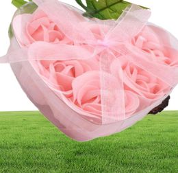 12 Boxen 6 Stück rosa dekorative Rosenknospenblätter Seifenblumen Hochzeitsgeschenk in herzförmiger Box5618035