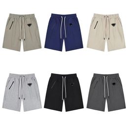 Loose Mens Shorts Solid Colour Track Pant Casual Couples Joggers Pants High Street Shorts Man triangle metal Short Womens Hip Hop S183d