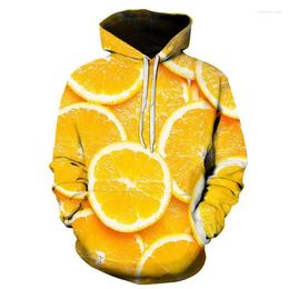 Men's Hoodies Fruit Collection Pattern Hoddy 3D Orange Print Fashion Fun And Women's Pullover Street Sweat Shirt Y2K Tops