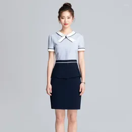Work Dresses Summer Women Office Casual Skirts Suits Female Elegant Business Skirt Uniforms Lady 2 Pieces Sets Workwear