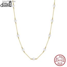 Pendant Necklaces EFFIE QUEEN 14K Gold Plated Natural Baroque Pearl Choker Necklace for Women 925 Sterling Silver Necklaces Handmade Jewelry GPN19 Q231026