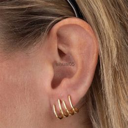 Stud CANNER 18K Gold Silver Colour Earrings S925 Sterling Glossy Four Claws Single Row Daily Wear Ear YQ231026