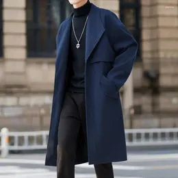 Men's Trench Coats Large Size Loose Windbreaker Elegant Gentleman Blue Mens Winter Overcoats Long Jackets Korean Fashion Oversize Fall