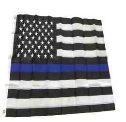 Blue Line Flag 3 x 5 Ft 210D Oxford Nylon with Embroidered Stars and Sewn Stripes American Flag5001507