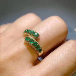 Cluster Rings Coming Elegant Gift Natural And Real Colombia Emerald Ring 925 Sterling Silver