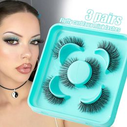 Thick Curly Faux Mink Eyelashes Naturally Soft Delicate Handmade Reusable Multilayer 3D Fake Lashes Extensions Makeup Accessory Strip Lashes