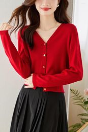 Women's Sweaters High-Grade Red Autumn 2023 Commuter French Top Knitted Outer Wear