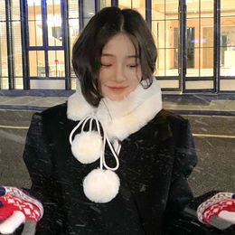 Scarves Korean Winter Scarfs For Women Fluffy Thick Cross Luxury Faux Fur Collar Soft Plush Snood Solid Neck Warm