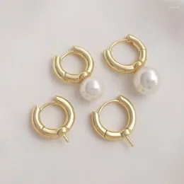 Hoop Earrings Color Retention 14K True Gold Filled Copper 14-16MM Round With Pin Earring Clasps DIY Jewelry Making Accessories