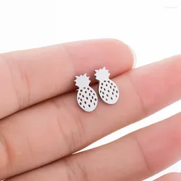 Stud Earrings 12 Pair / Lot Fashion Jewellery Stainless Steel Mini Size Pineapple