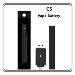 Hot Selling C5 Bud Touch Battery 10.5mm Buttonless Auto Activated Vape O Pen 345 mAh Capacity 2.7V 3.6V Voltage for 510 Cartridges with Bottom USB Charging Port OEM Logo