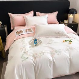 Bedding sets Flower Embroidery 100 Cotton Set 220x240 High Quality King Size Duvet Cover 240x220 Twill Pure Sets 231025