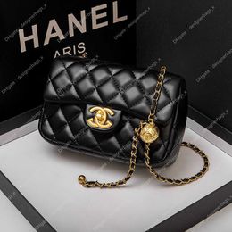 Ball the tote Leather Golden Sheepskin Small Bag Fat Women 2024 Fashion Little One Shoulder Square Lingge Chain