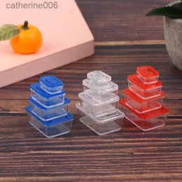 Kitchens Play Food 1/12 Scale 4PCS Miniature Dollhouse Food Container Mini Crisper Fruit BoxLunch Box Crisper Blyth Doll Accessories ToyL231026