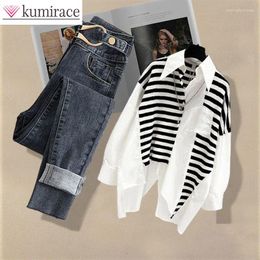 Women's Two Piece Pants Spring And Autumn Set 2023 Dress Western Shirt Top Versatile Jeans Y2k Clothes