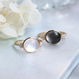 Cluster Rings MoBuy Retro 925 Silver Ring For Women Gradient Night Natural Clear Crystal Shell 14K Light Gold Plated Fine Jewelry MBRI172