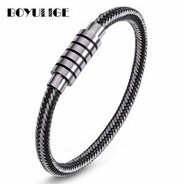 New Fashion Jewelry Charm Bracelet Men Glamour Titanium Wire Stainless Steel Bracelets For Women High End Design Black Wristband249z