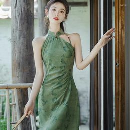 Ethnic Clothing Sexy Slim Female Long Qipao Chinse Traditional Style Dress Elegant Vintgae Mandarin Collar Sleeveless Cheongsam Lady