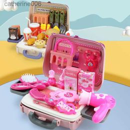 Kitchens Play Food Children's simulated home toys girls' makeup boys' tools hamburgers portable storage box diagonal cross bagL231027