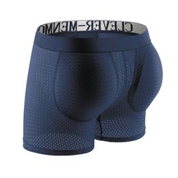 Underpants CLEVERMENMODE Sexy Men Padded Underwear Mesh Boxer Buttocks Lifter Enlarge Butt Push Up Pad Penis Pouch Panties 231025