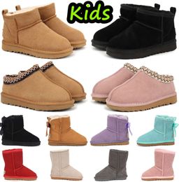 Kids Boots Kid Tasman Slippers Australia Children Snow Boot Winter Toddler Classic Ultra Mini Boys Booties Child Fur kid for Girls Baby with Bows mhf