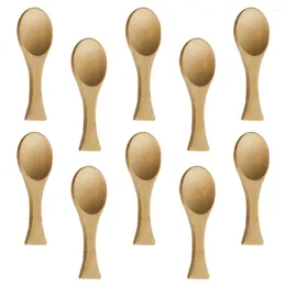 Spoons 10pcs Wooden Spoon Bath Salt Measuring Candy Scoop Ground Coffee Short Handle Teaspoon For Home Kitchen Office