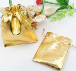 Jewelry Pouches 9 12cm 50pcs Handmade Gold Drawstring Bags For Wedding/Party/Gift/bracelets/necklace Packaging Display